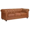 Image de Canapé 3 places en cuir de vachette camel CHESTERFIELD