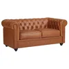 Image de Canapé 2 places en cuir de vachette camel CHESTERFIELD
