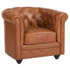 Image de Fauteuil en cuir de vachette camel CHESTERFIELD