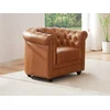 Image de Fauteuil en cuir de vachette camel CHESTERFIELD