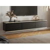 Image de Meuble TV suspendu avec 3 portes en MDF - Noir et Doré - ALESAR