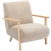 Image de Fauteuil en tissu beige et bois JULOMO