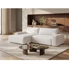 Image de Canapé d'angle gauche convertible en tissu chiné crème DAVISO