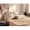 Image de Canapé d'angle droit convertible en tissu texturé beige AMELIA