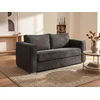Image de Canapé 3 places convertible express en velours côtelé gris anthracite - Couchage à lattes larges 140 cm - Matelas 22 cm avec mémoire de forme LORETO