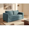 Image de Canapé 3 places convertible express en velours côtelé bleu turquoise - Couchage à lattes larges 140 cm - Matelas 22 cm avec mémoire de forme LORETO