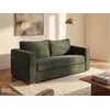 Image de Canapé 3 places convertible express en velours côtelé vert sapin - Couchage à lattes larges 140 cm - Matelas 22 cm avec mémoire de forme LORETO