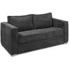 Image de Canapé 4 places convertible express en velours côtelé gris anthracite - Couchage 160 cm - Matelas 18 cm LORETO