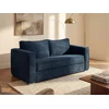 Image de Canapé 4 places convertible express en velours côtelé bleu nuit - Couchage 160 cm - Matelas 18 cm LORETO