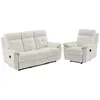 Image de Canapé 3 places et fauteuil relax en cuir blanc VINETA