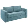 Image de Canapé 3 places convertible express en velours côtelé bleu turquoise - Couchage 140 cm - Matelas 14 cm LORETO
