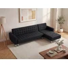 Image de Canapé d'angle convertible et réversible en tissu noir WILLIS II