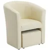 Image de Fauteuil cabriolet et pouf en simili beige JOVANA