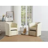 Image de Fauteuil cabriolet et pouf en simili beige JOVANA
