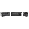 Image de Canapés 3 places et 2 places et fauteuil en velours anthracite CHESTERFIELD