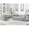 Image de Canapé 3 places et fauteuil en velours gris clair EDWINA