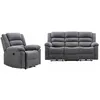 Image de Canapé 3 places et fauteuil relax électrique en tissu gris BUROLO