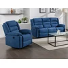 Image de Canapé 3 places et fauteuil relax électrique en tissu bleu BUROLO