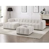 Image de Canapé d'angle gauche en tissu chiné beige DILOME