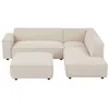 Image de Grand canapé dangle droit et pouf en velours côtelé beige BORORE