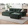 Image de Canapé d'angle gauche et pouf en velours côtelé vert sapin TIRONO de Maison Céphy