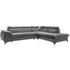 Image de Canapé grand angle droit convertible en velours gris anthracite SAMARA