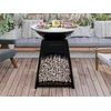 Image de Barbecue plancha brasero à charbon et bois avec rangement en acier - L81 x l81 x H96 cm - Noir - CORVERA