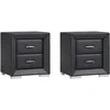 Image de Lot de 2 tables de chevet - 2 tiroirs - Simili noir - CAPITOLE