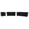 Image de Canapés 3 places 2 places et fauteuil en velours noir et boutons effet cristal CHESTERFIELD