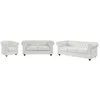 Image de Canapés 3 places 2 places et fauteuil en simili blanc CHESTERFIELD