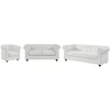 Image de Canapés 3 places, 2 places et fauteuil en simili blanc CHESTERFIELD