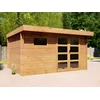 Image de Abri de jardin en bois traité par autoclave avec toit plat - 13 m² - épaisseur 28 mm - CORALIO