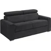 Image de Canapé 4 places convertible express en velours côtelé gris - Couchage à lattes larges 160 cm - Matelas 22 cm mémoire de forme - VIZIR