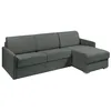 Image de Canapé dangle convertible express et réversible en tissu texturé gris - Couchage 140 cm - Matelas 18 cm - CALIFE
