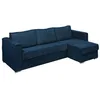 Image de Canapé dangle convertible express et réversible en velours côtelé bleu nuit - Couchage 140 cm - Matelas 22 cm avec mémoire de forme