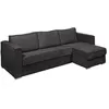 Image de Canapé dangle convertible express et réversible en velours côtelé gris anthracite - Couchage à lattes larges 160 cm - Matelas 22 cm