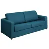 Image de Canapé 3 places convertible express en tissu bleu - Couchage 140 cm - Matelas 14 cm DONETO