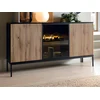 Image de Buffet 3 portes avec LEDs en MDF et verre fumé - Noir et Naturel - OVILA