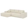Image de Canapé dangle gauche convertible express en velours côtelé beige - Couchage 140 cm - Matelas 13 cm avec mémoire de forme - AMELIA