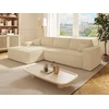 Image de Canapé d'angle gauche convertible express en velours côtelé beige - Couchage 140 cm - Matelas 13 cm avec mémoire de forme - AMELIA