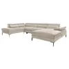 Image de Grand canapé dangle droit panoramique convertible en velours beige SEPINA