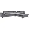 Image de Canapé grand angle droit convertible en velours gris clair SAMARA