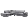 Image de Canapé grand angle gauche convertible en velours gris clair SAMARA