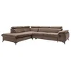 Image de Canapé grand angle gauche convertible en velours taupe SAMARA