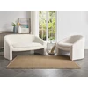 Image de Canapé 2 places et fauteuil en tissu bouclette blanc OSSANA