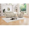Image de Canapé 3 places et fauteuil relax électrique en cuir beige ADELIO
