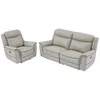 Image de Canapé 3 places et fauteuil relax électrique en cuir gris clair ADELIO