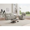 Image de Canapé 3 places et fauteuil relax électrique en cuir gris clair ADELIO