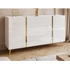 Image de Buffet avec 2 portes et 3 tiroirs - Blanc brillant et Doré - MARZIALO