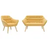 Image de Canapé 2 places et fauteuil en tissu jaune moutarde CASERTA